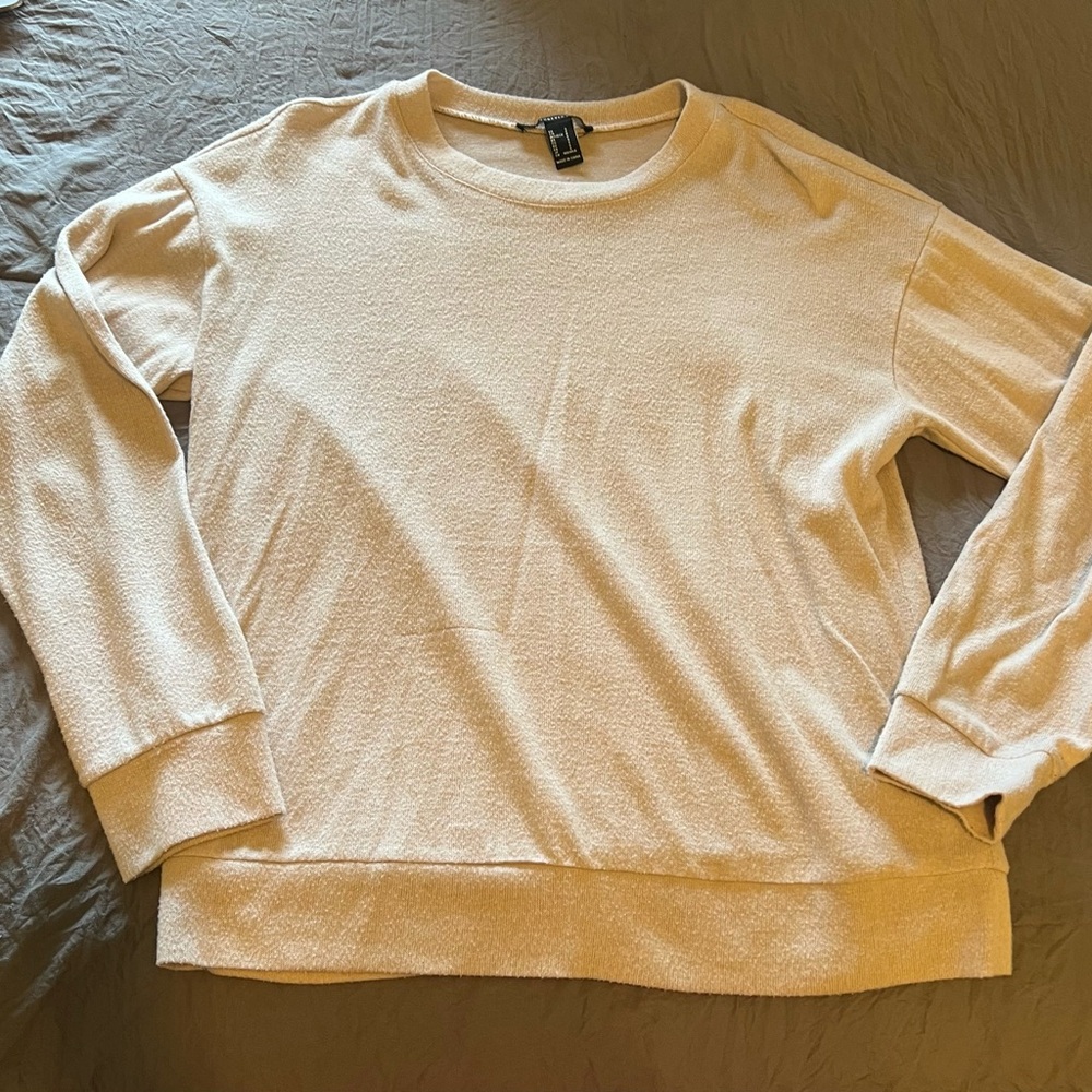 Forever 21 Cream Long Sleeve Top